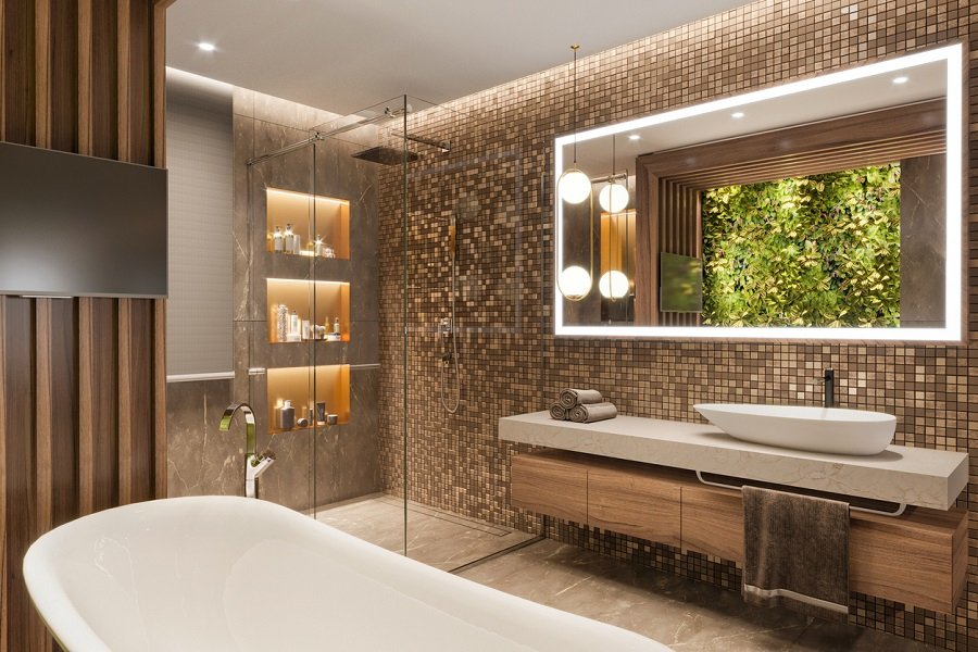 Luxury apartment bathroom interior